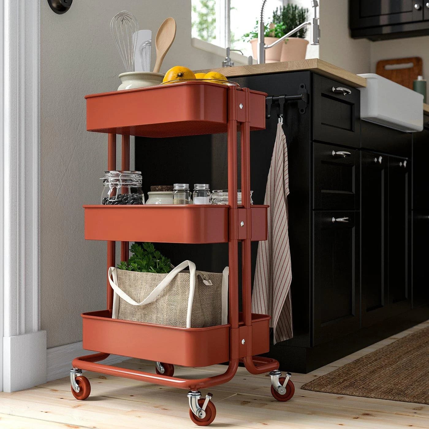 IKEA RÅSKOG Servierwagen Dunkelrot