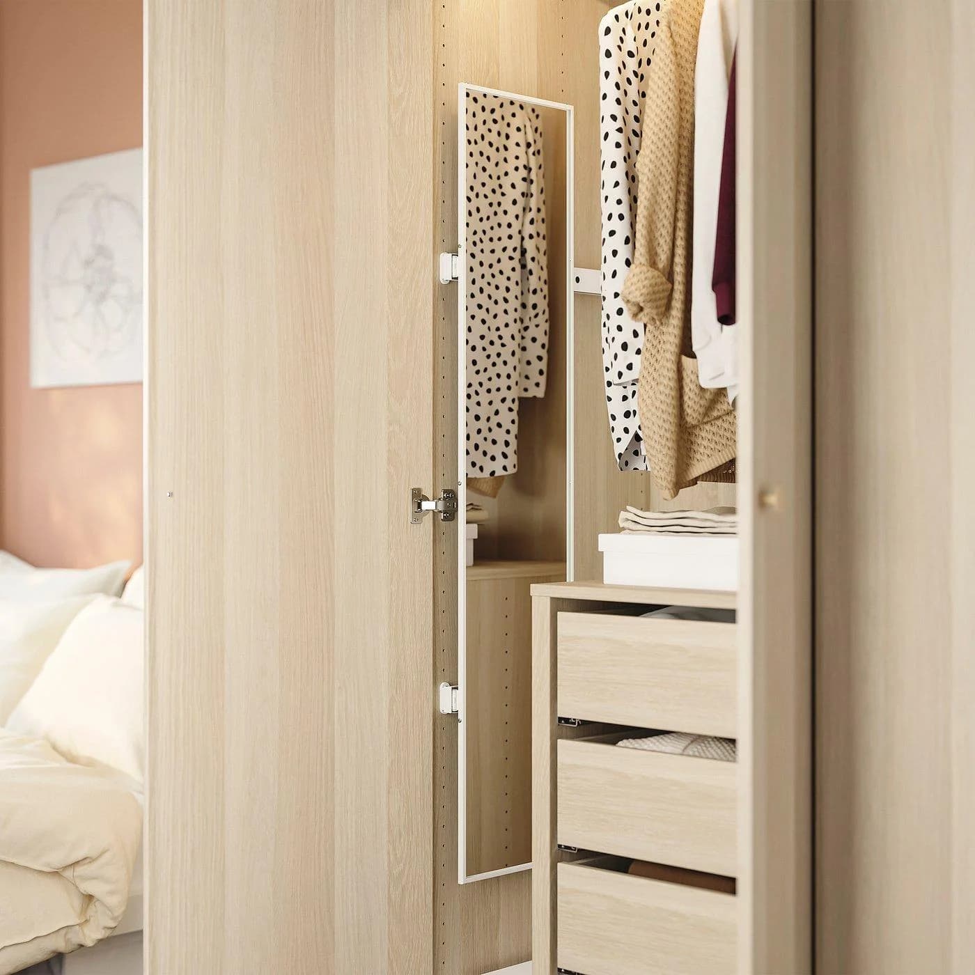 IKEA KOMPLEMENT Ausziehbarer Spiegel Weiß für PAX Kleiderschrank