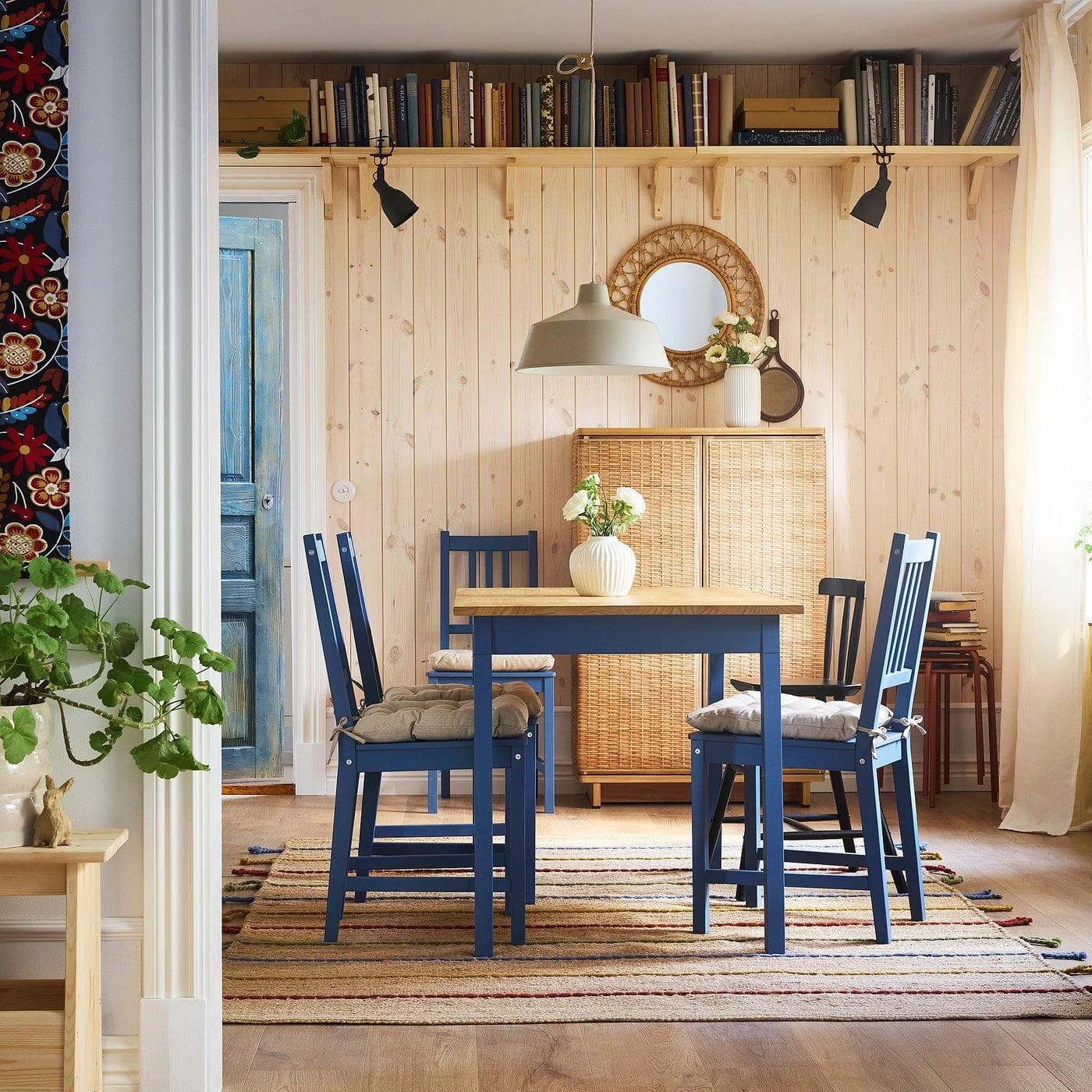 IKEA PINNTORP Tisch hellbraun lasiert blau lasiert Kiefer