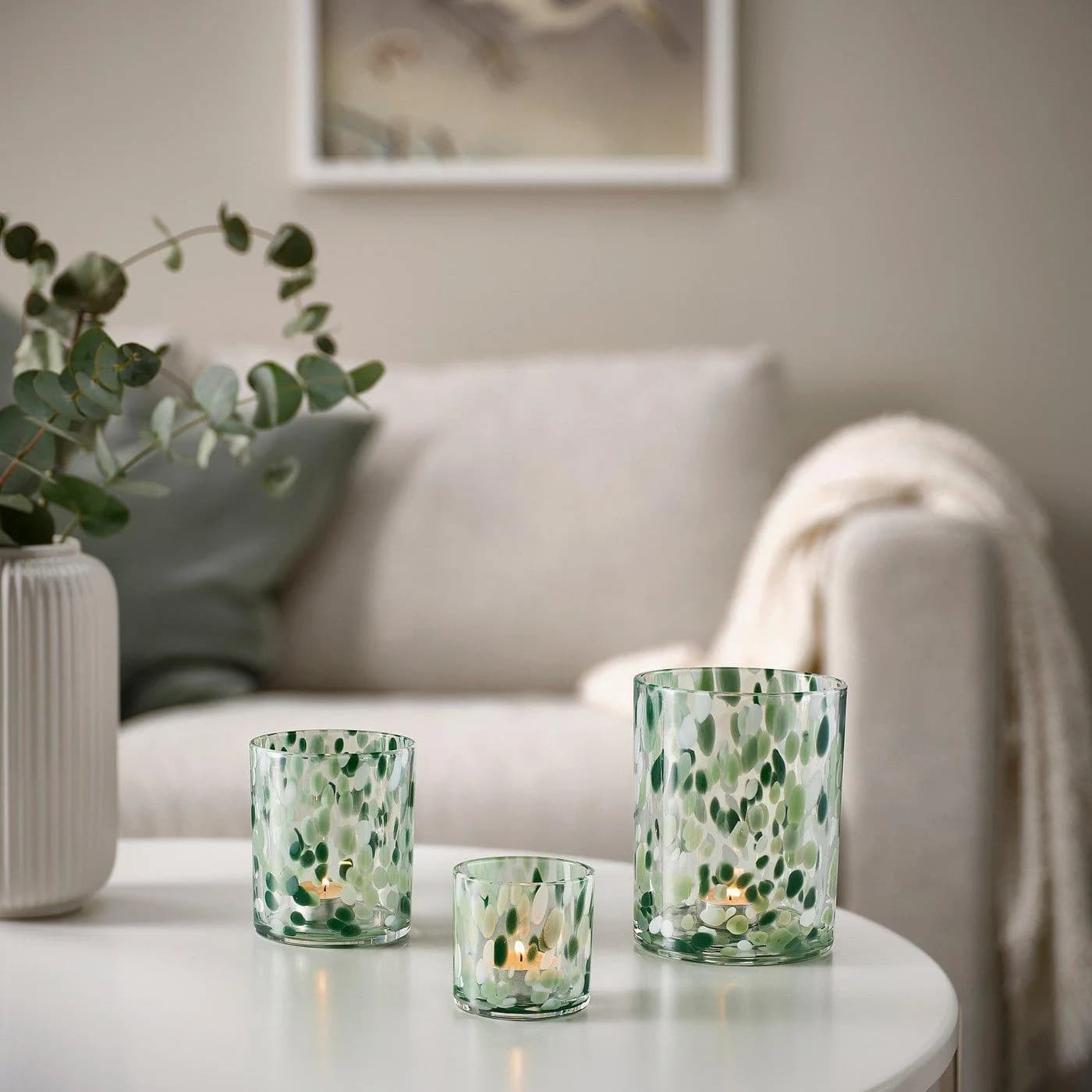 IKEA VINDSTILLA Kerzen-/Teelichthalter Grün Glas
