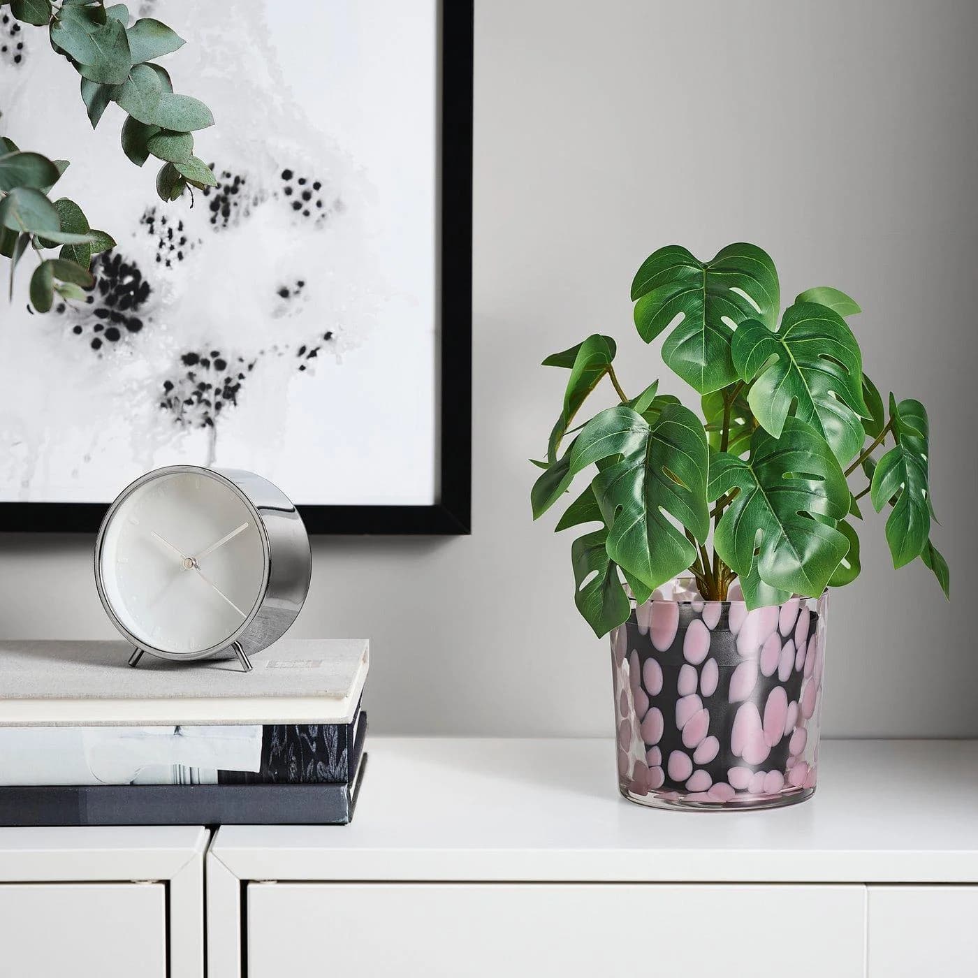 IKEA ULLSYREN Übertopf Rosa Klarglas mit Punkten