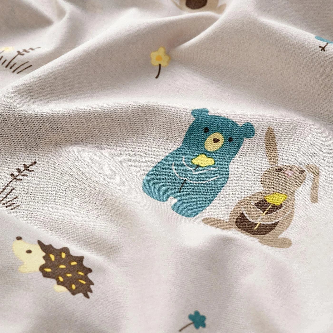 IKEA LEN Bettwäsche-Set für Babybett 2-teilig Beige Tiermuster