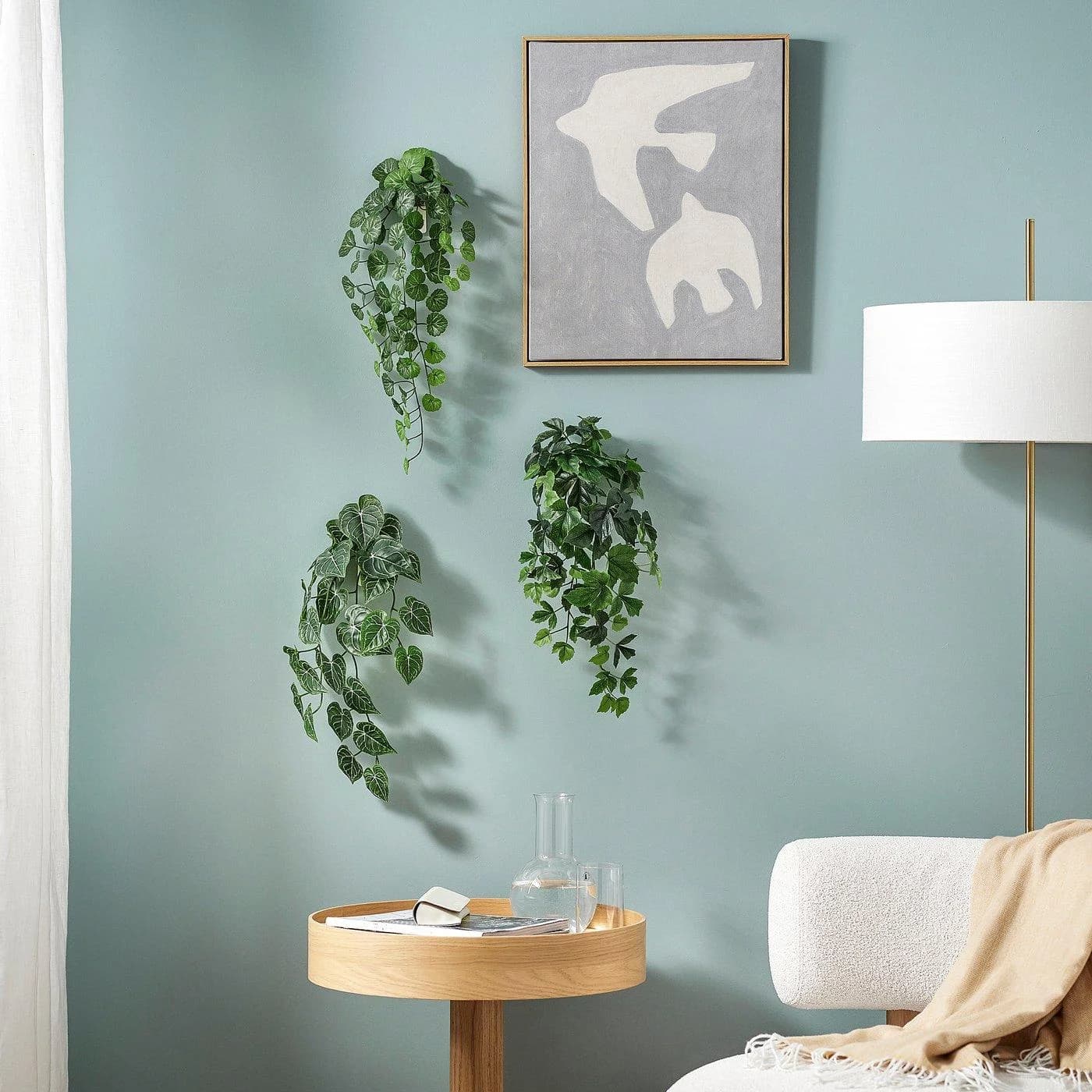IKEA FEJKA Kunstpflanze 3er-Set Grün mit Wandhalterung