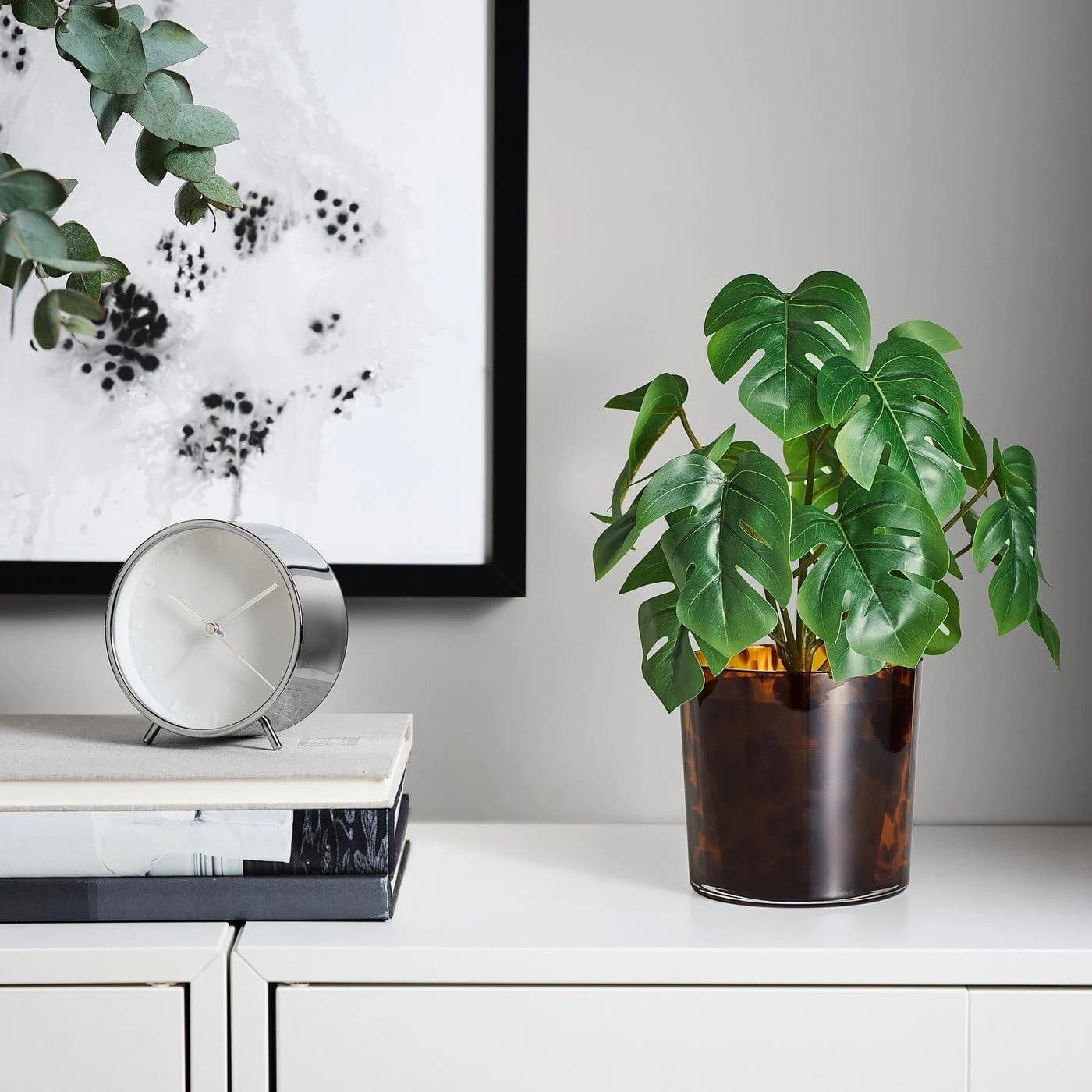 IKEA ULLSYREN Übertopf Klarglas Punkte Beige Braun
