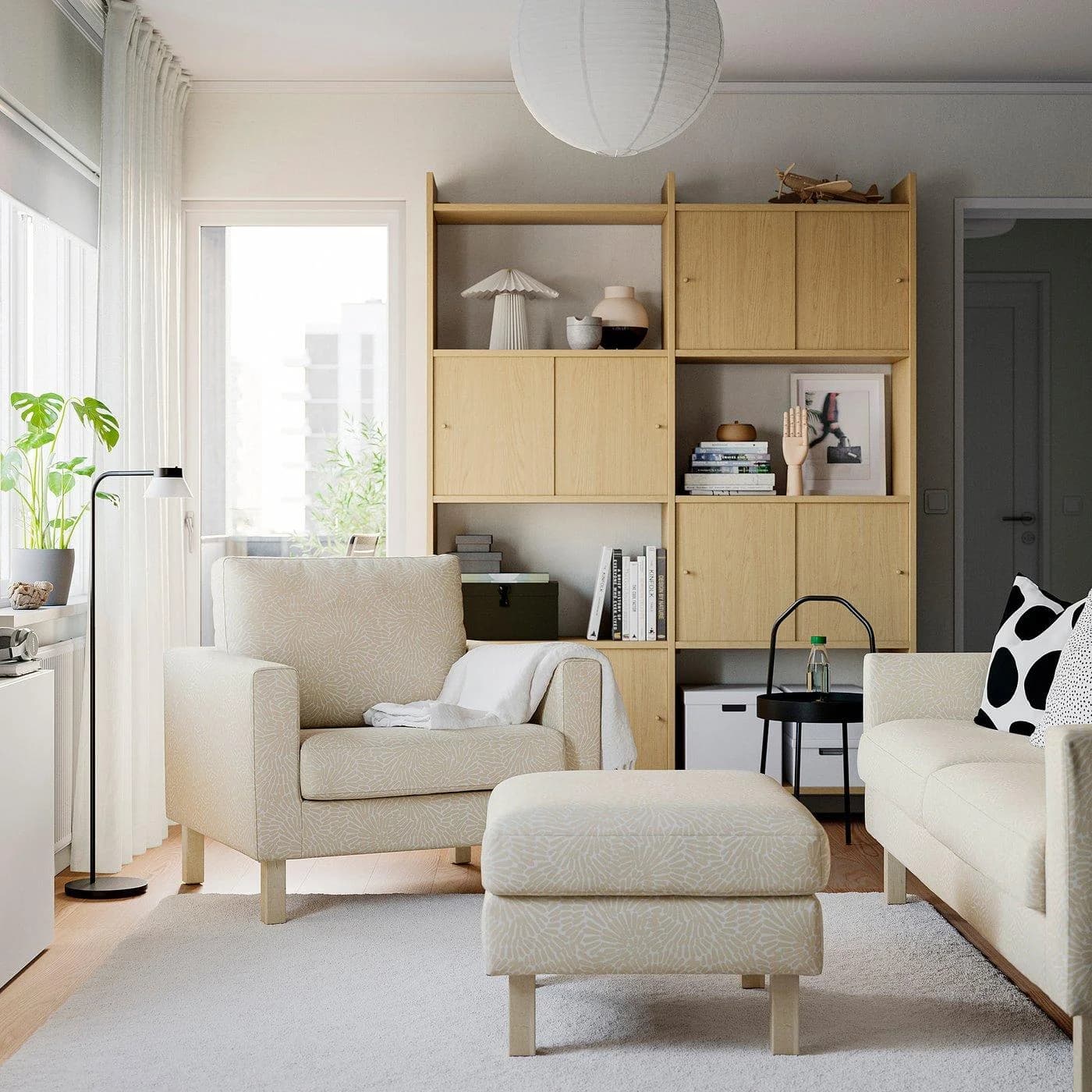 IKEA SALTSJÖBADEN Hocker Beige/Weiß Waschbarer Bezug