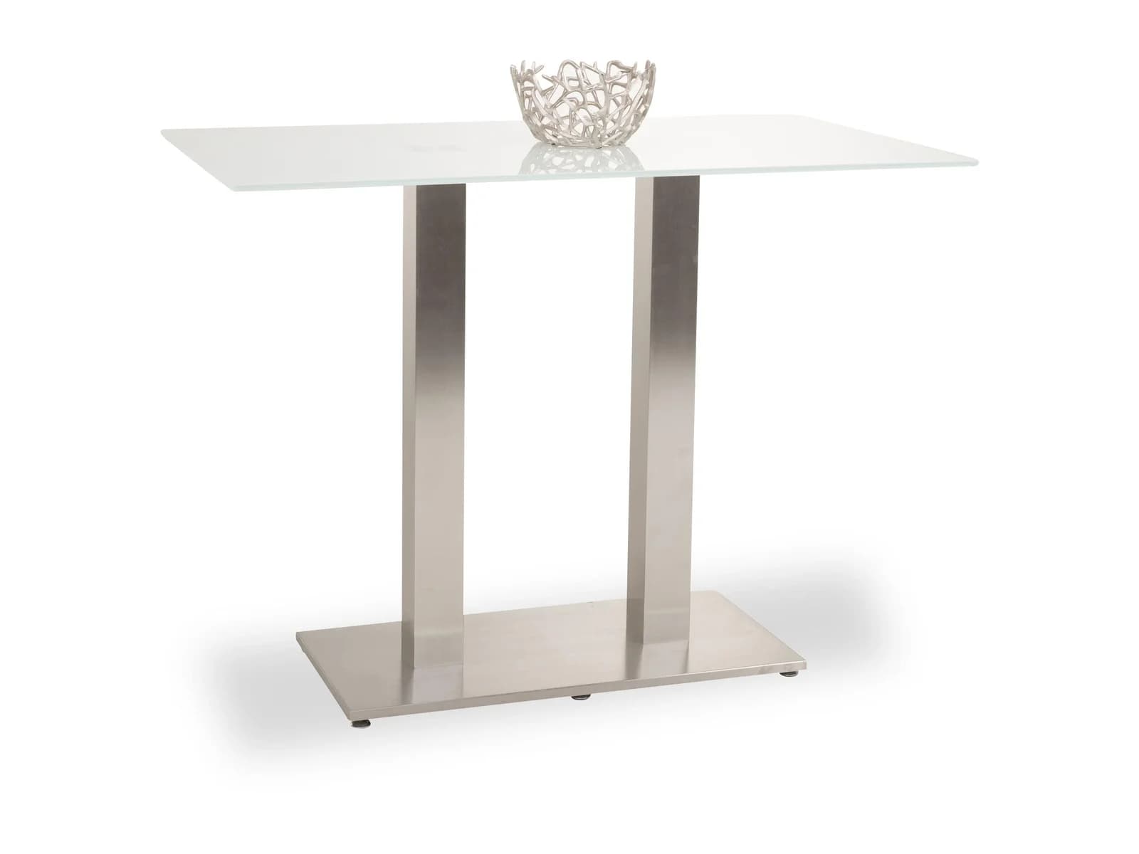 Bartisch MONDO TIRAMO Glas Edelstahl Weiß