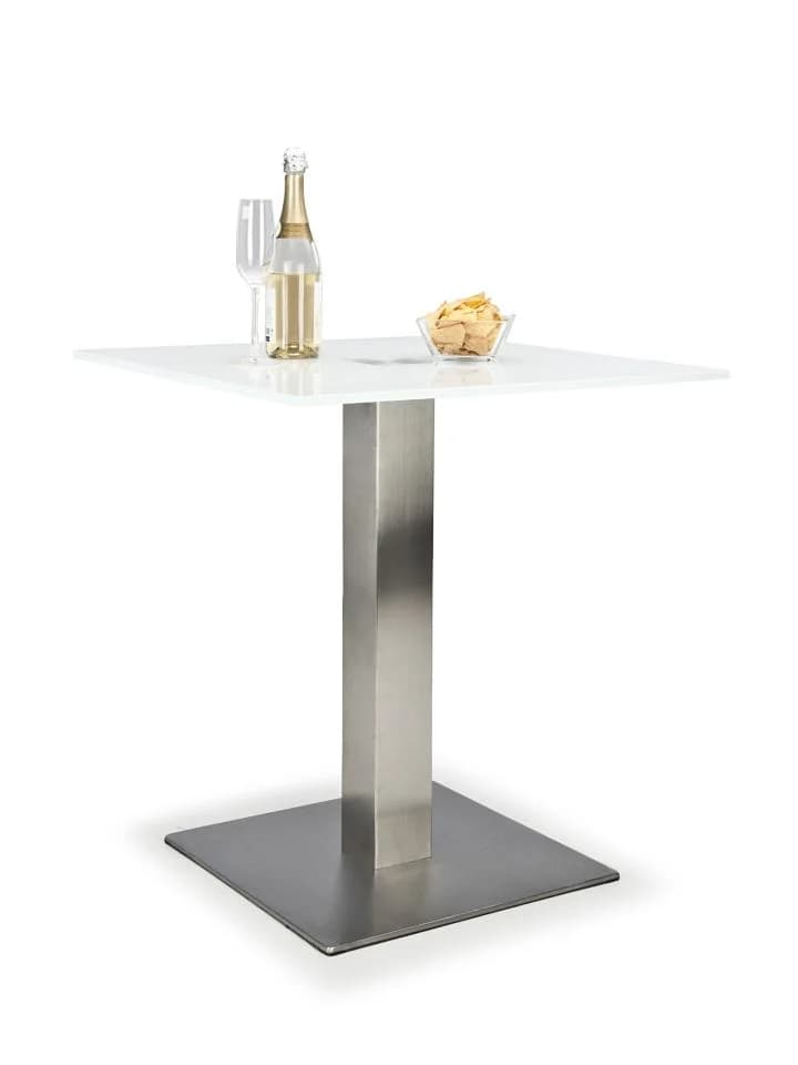 Esstisch MONDO TIRAMO Weiß Edelstahl Glas