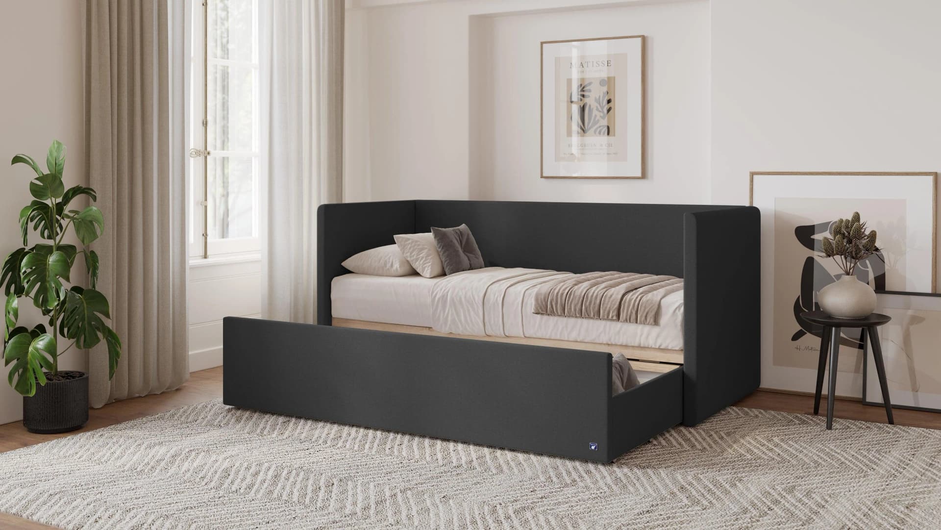 BRUNO Flexibett 80x200 Schwarz Massivholz mit Matratze