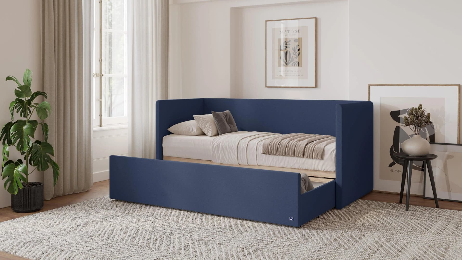 Bruno Flexibett 80x200 Blau Massivholz mit Matratze