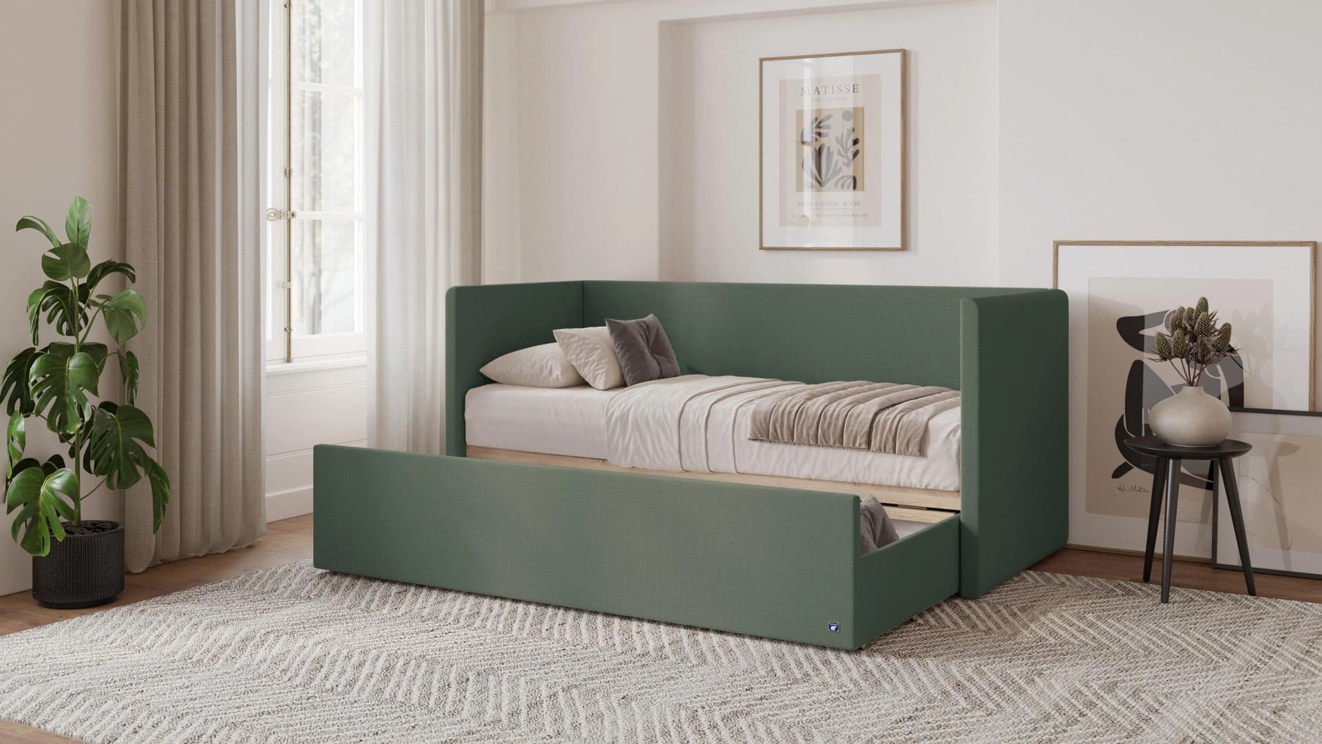 Bruno Flexibett 80x200 Grün Massivholz mit Matratze