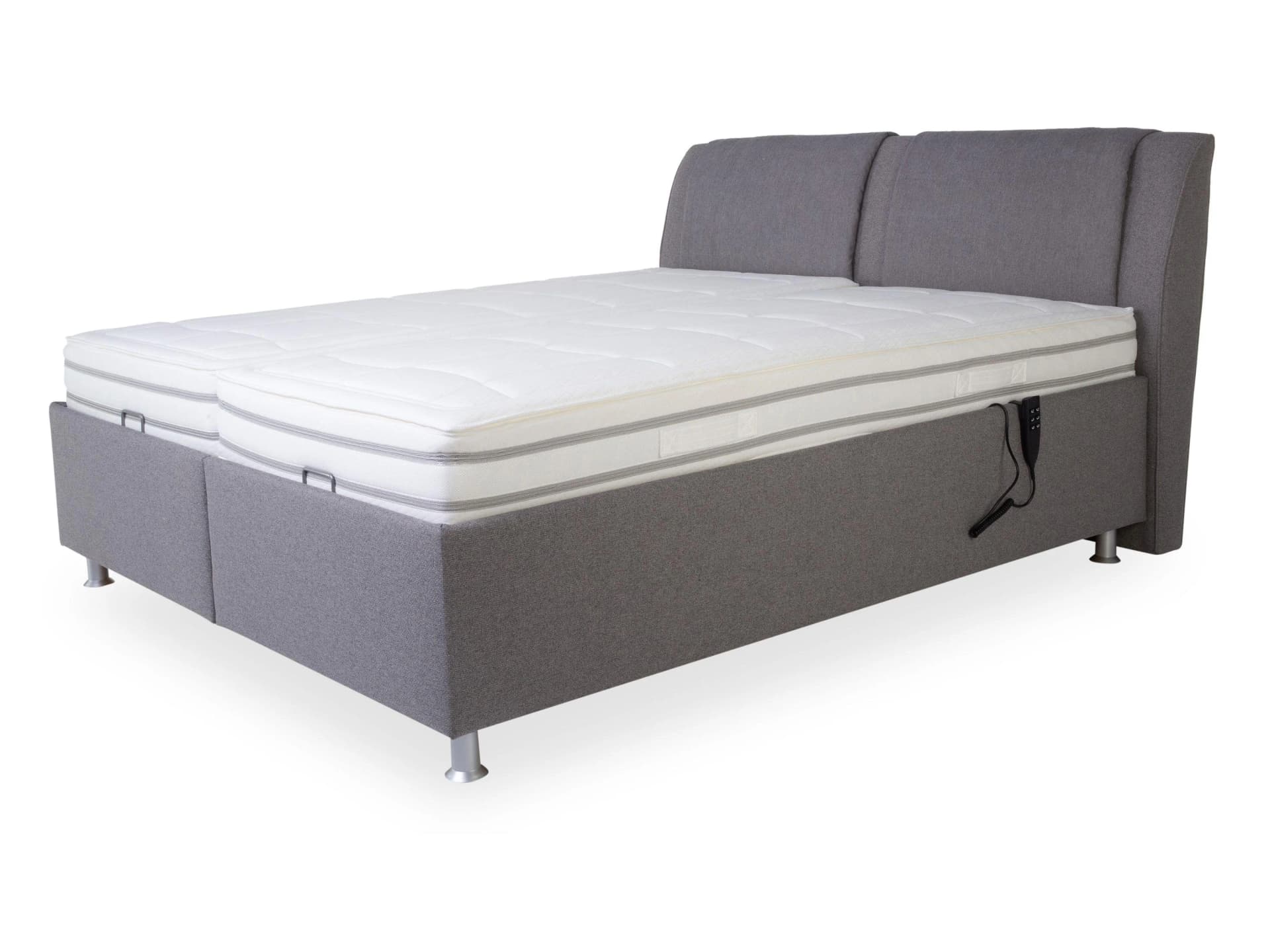 Polsterbett Elastoform OSKAR Grau mit Bettkasten und Matratze