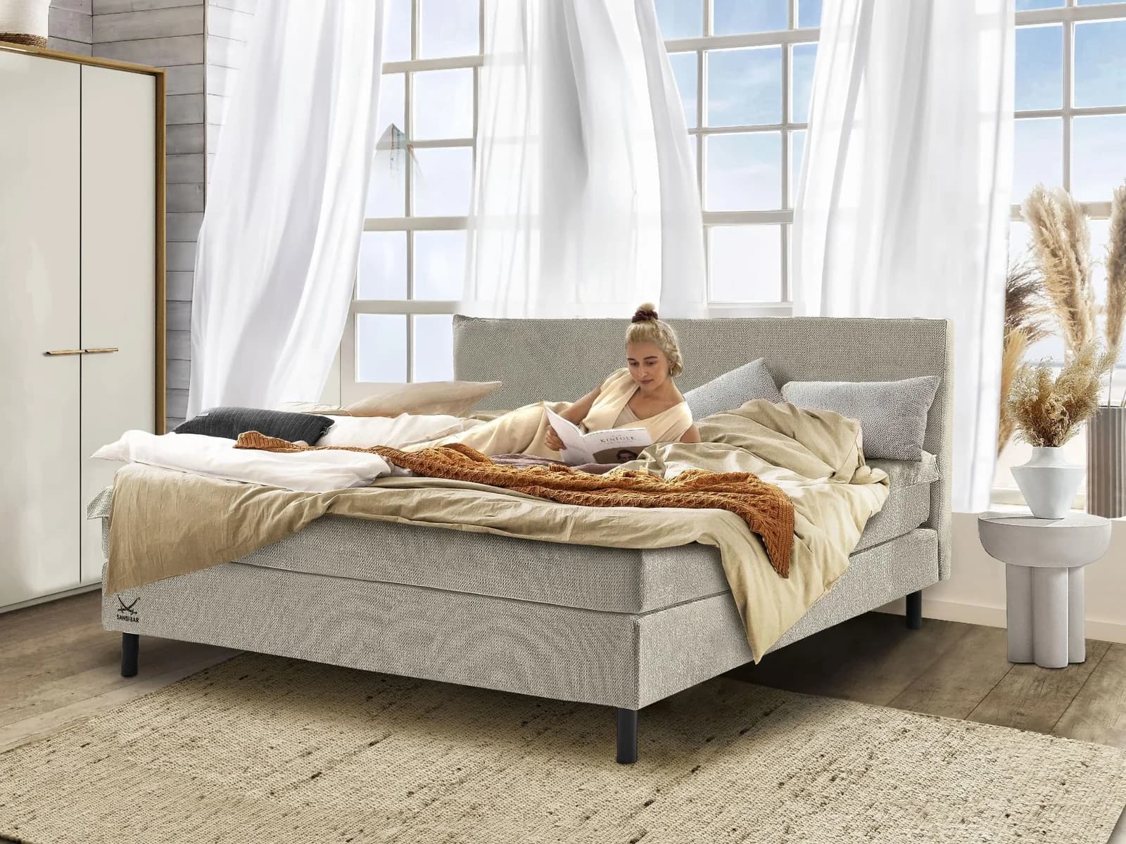 Sansibar Boxspringbett SANSIBAR BILLUND Stoff Schwarz