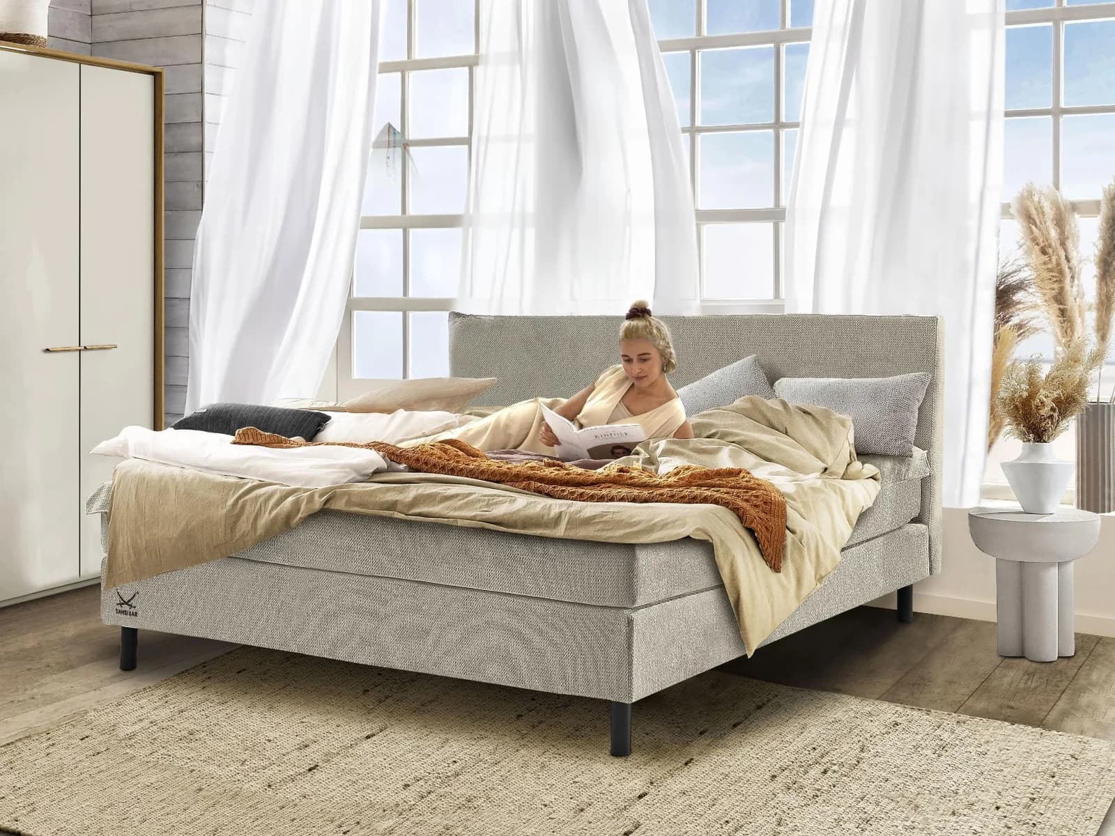 Sansibar Boxspringbett SANSIBAR BILLUND Stoff Schwarz