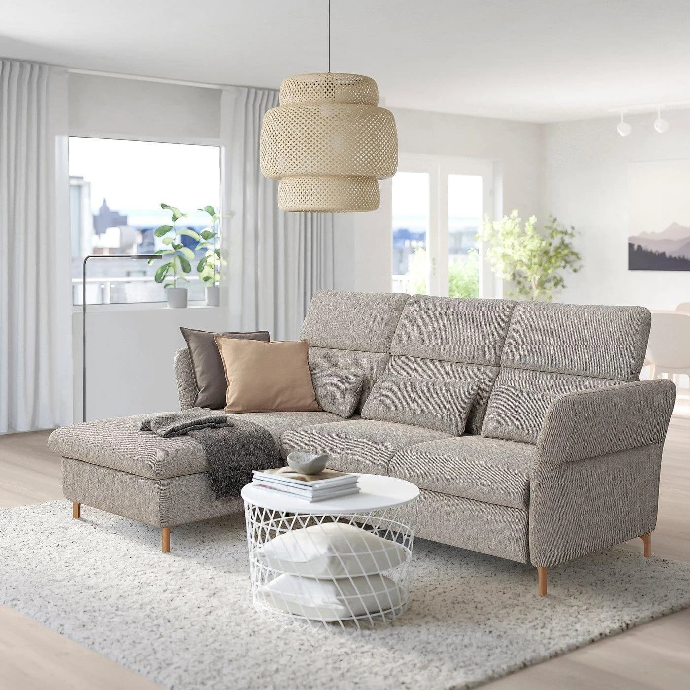 IKEA FAMMARP 3er-Bettsofa mit Récamiere Beige Braun