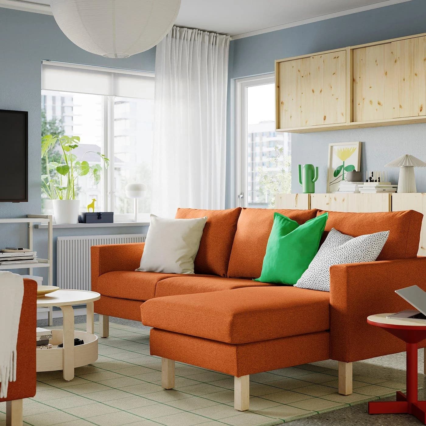 IKEA SALTSJÖBADEN 3er-Sofa mit Récamiere Dunkelblau
