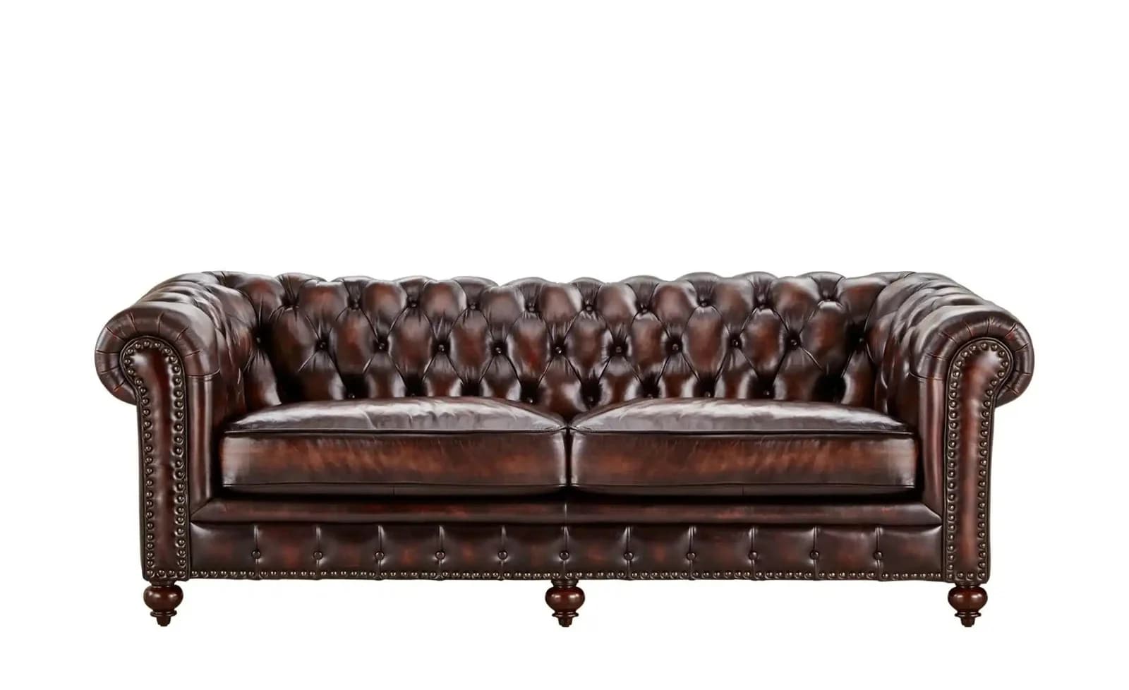 uno Ledersofa Chesterfield Vintagelook Braun Echtleder