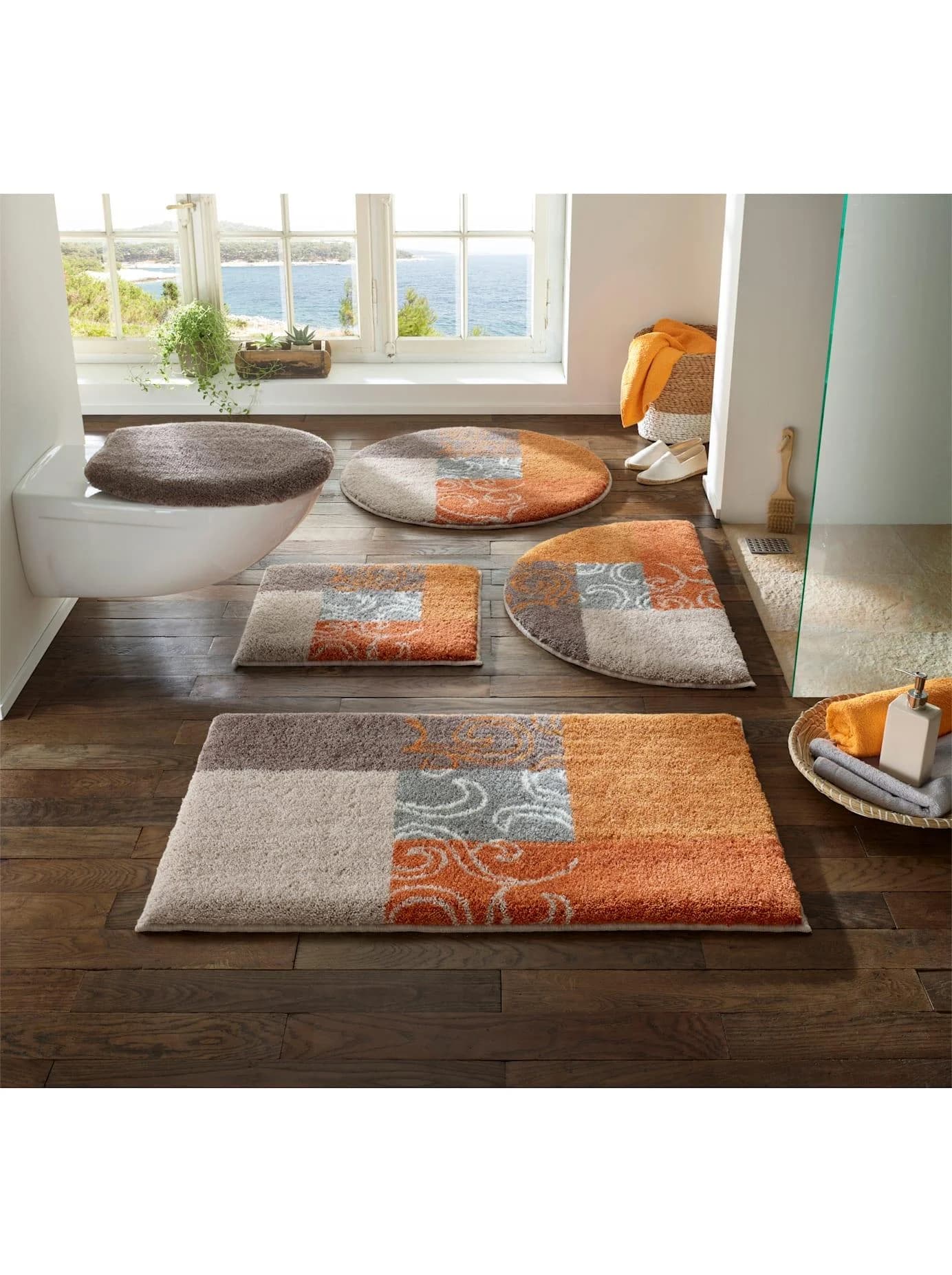 GRUND Badematte Rund 75cm Orange Polyacryl Rutschfest