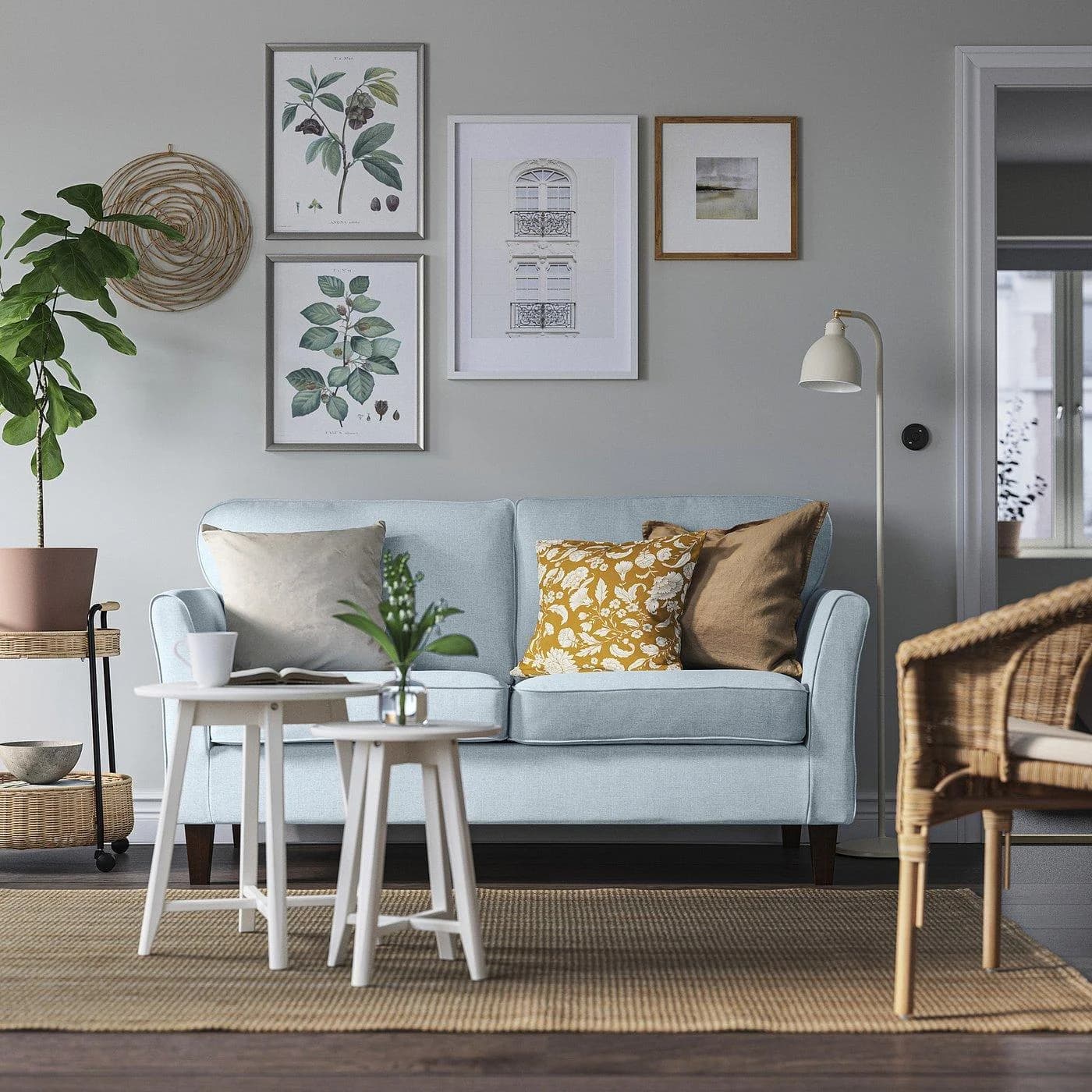 IKEA EKHOLMA 2er-Sofa blassblau mit abnehmbarem Bezug