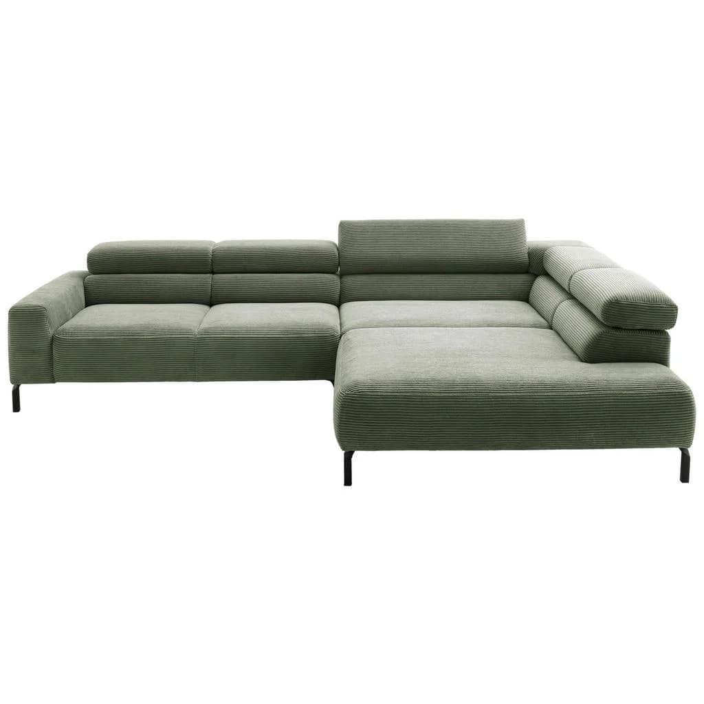 Pure Home Lifestyle Ecksofa Grün Cord Elektrischer Sitzvorzug