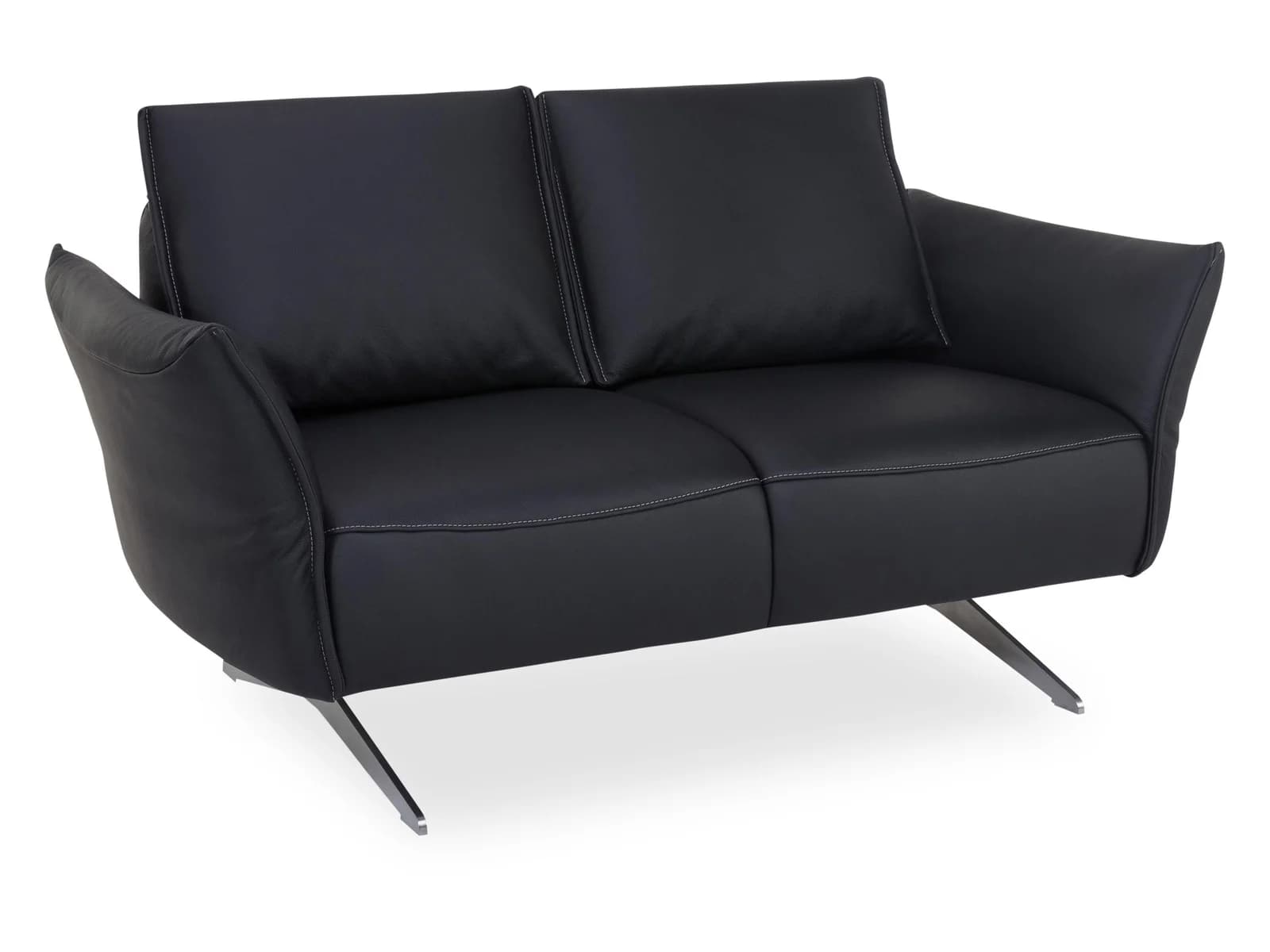 KOINOR VINETO 2-Sitzer Sofa Leder Schwarz Silber