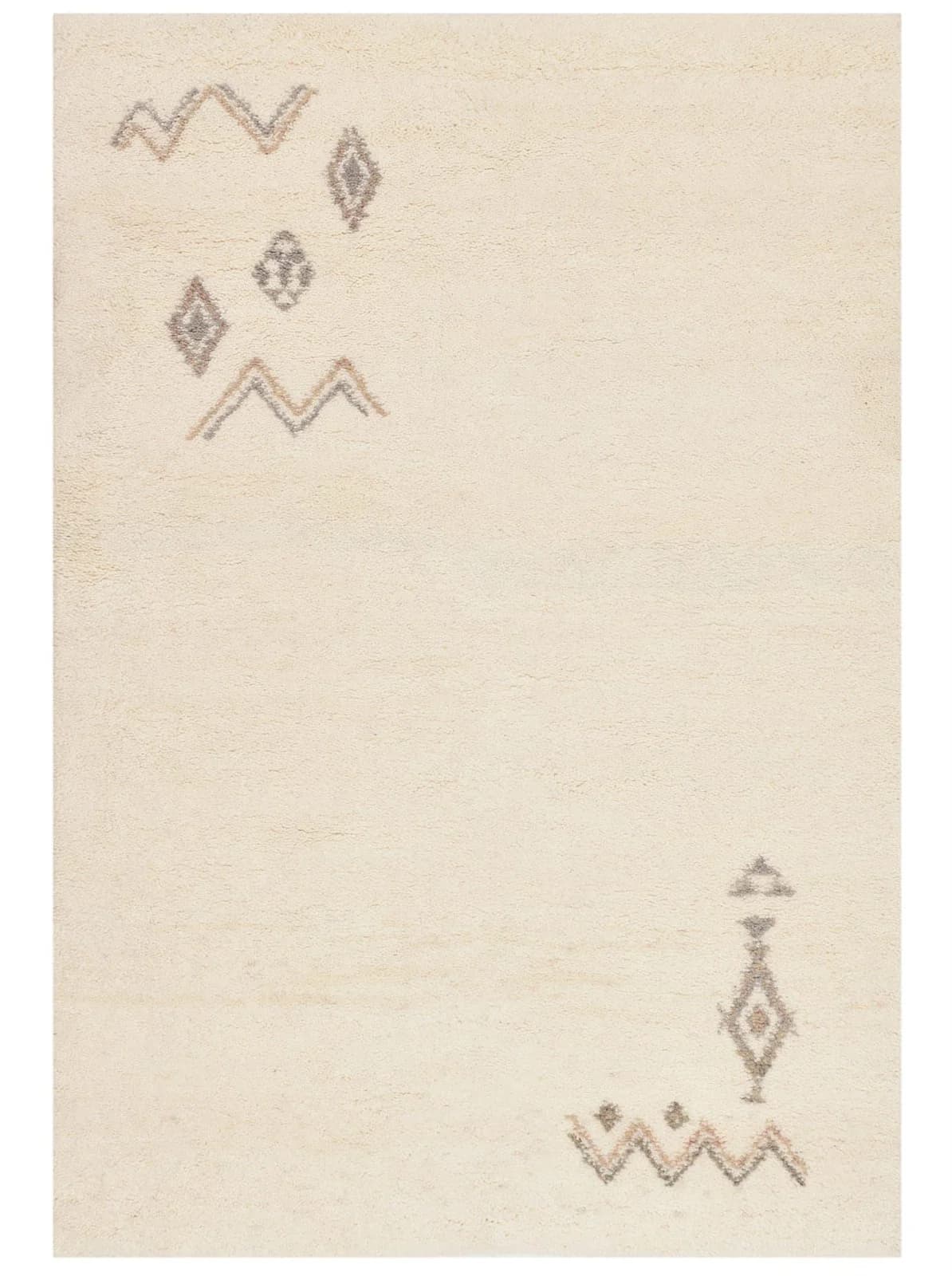 Theko Berberteppich Wollweiß Schurwolle Hochflor