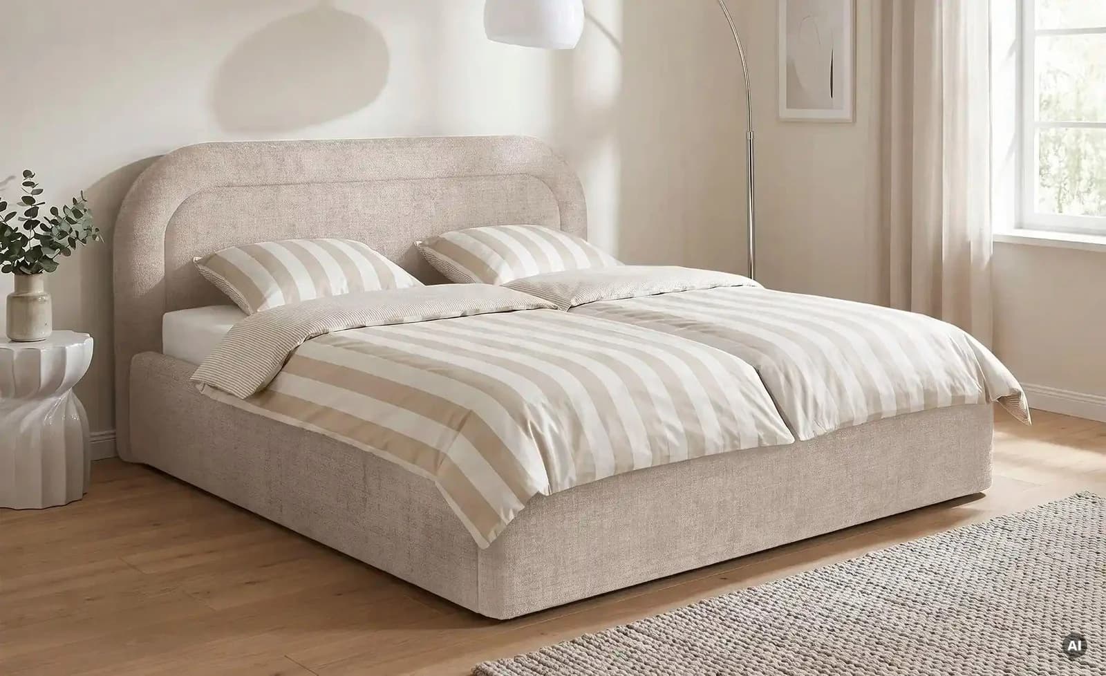 Höffner Selection Polsterbett Milea Beige mit Bettkasten