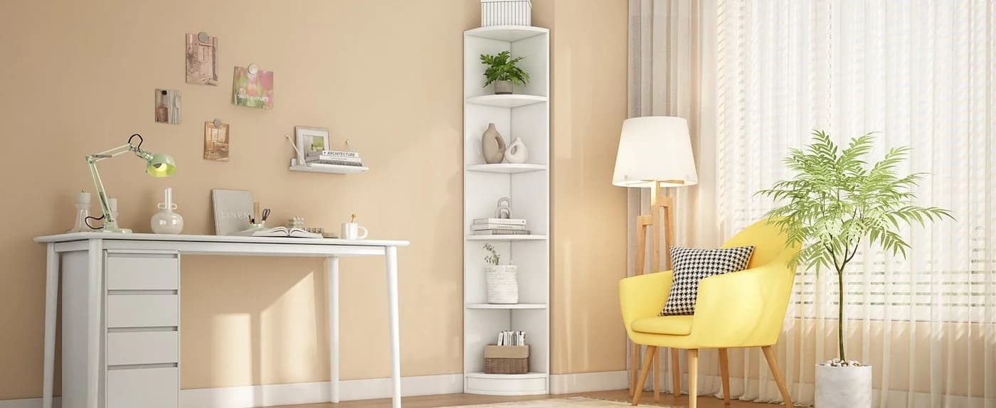 i@home Eckbücherregal Weiß mit Fünf Ebenen - Bild 4