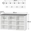 Hoobro Schuhregal Garderobe Set mit 9 Fächern und gepolsterter Sitzbank Weiß Bild 3