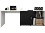 FMD Eckschreibtisch Valley Schwarz-Weiß mit verstellbarer Tischplatte