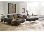 W.SCHILLIG Ecksofa run L-Form graphit Leder mit Sitztiefenverstellung