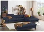 W.SCHILLIG Ecksofa piedroo L-Form Blau Leder mit Kopfteilverstellung
