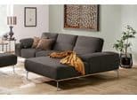 W.SCHILLIG Ecksofa run L-Form Grau Leder