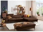 W.SCHILLIG Ecksofa piedroo L-Form Braun Microfaser Lederoptik