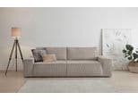 HOME AFFAIRE Schlafsofa SHERWOOD 3-Sitzer Greige Cord Samt