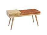 KADIMA DESIGN Retro-Stil Sitzbank mit Stauraum und Ziegenleder