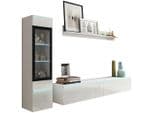 P & B Wohnwand Vera Weiß Hochglanz Glas Holzwerkstoff 3-teilig 3 Fächer