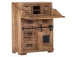 Landscape Sekretär Braun Schwarz Mangoholz Massiv 8 Schubladen