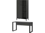 Germania GW-Rovigo Büromöbel-Set Grau/Schwarz mit Schreibtisch und Aktenschrank