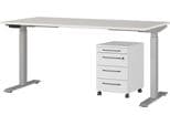 GERMANIA Agenda Büromöbel-Set Höhenverstellbarer Schreibtisch Rollcontainer Silber