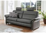 3-Sitzer Sofa DIE PLANBAR Grau Glattleder mit Kopfstützen