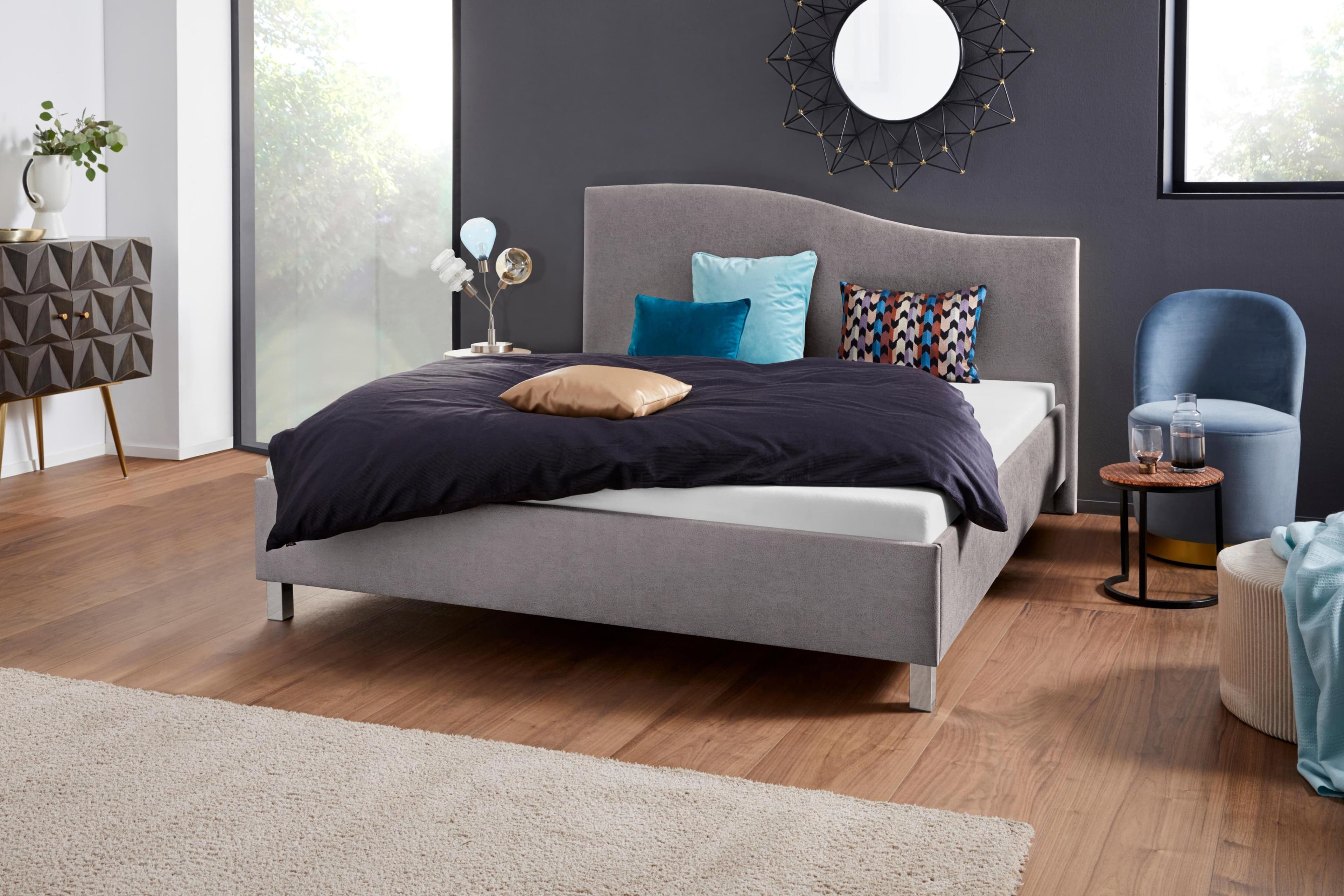 Westfalia Schlafkomfort Polsterbett Grau Veloursstoff