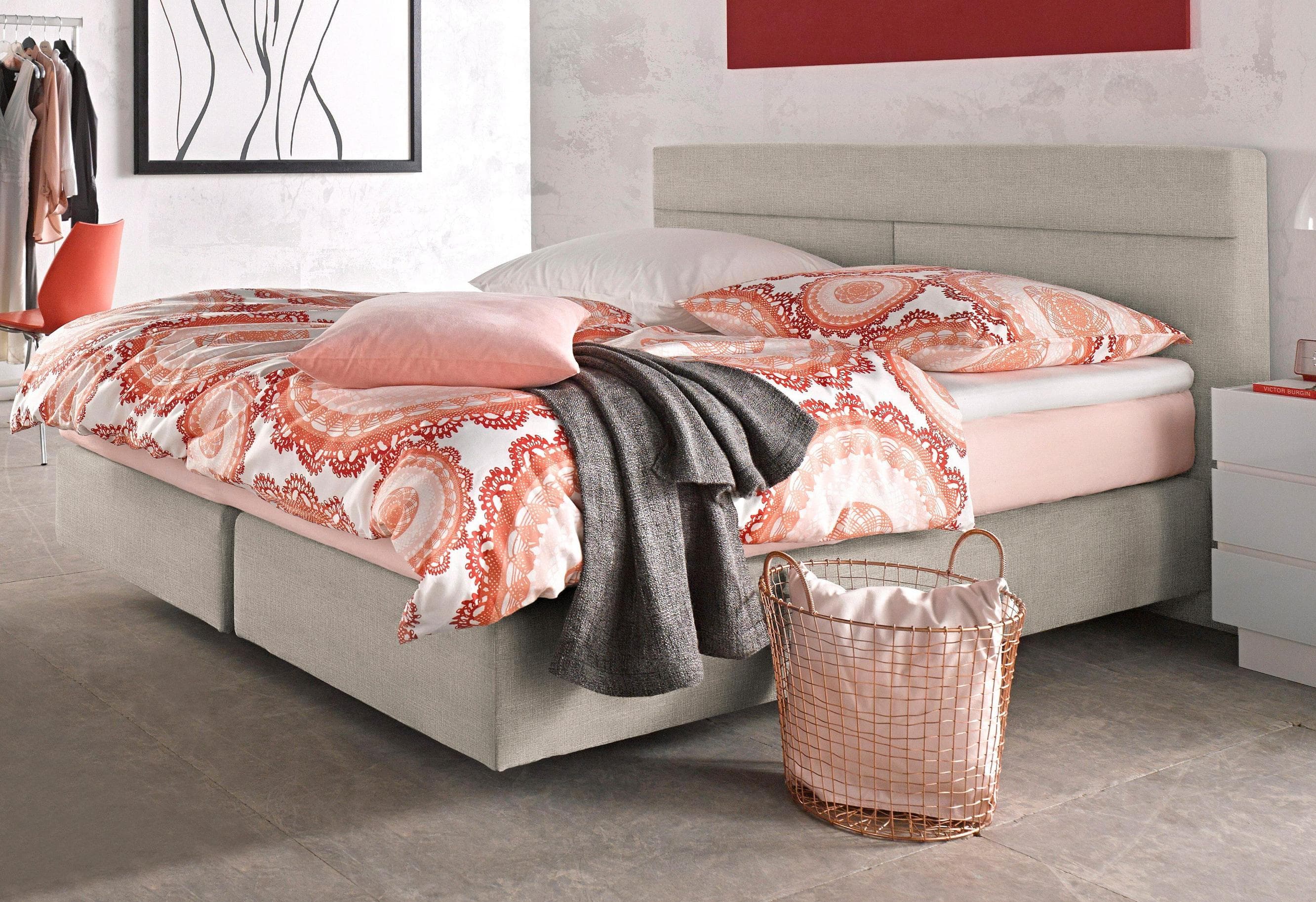 Westfalia Schlafkomfort Boxspringbett Beige mit Kaltschaummatratze