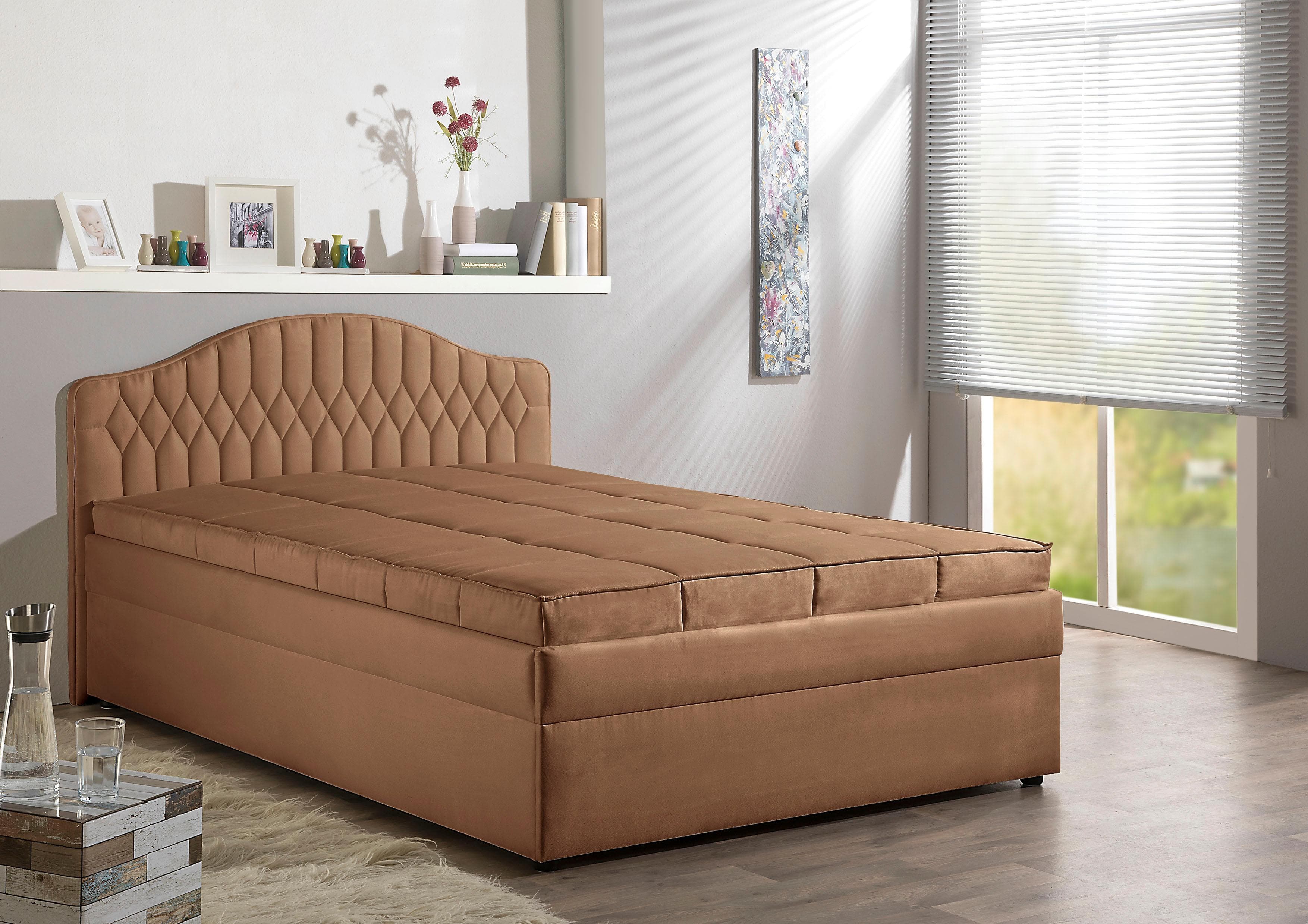 Maintal Polsterbett Braun mit Bettkasten H2
