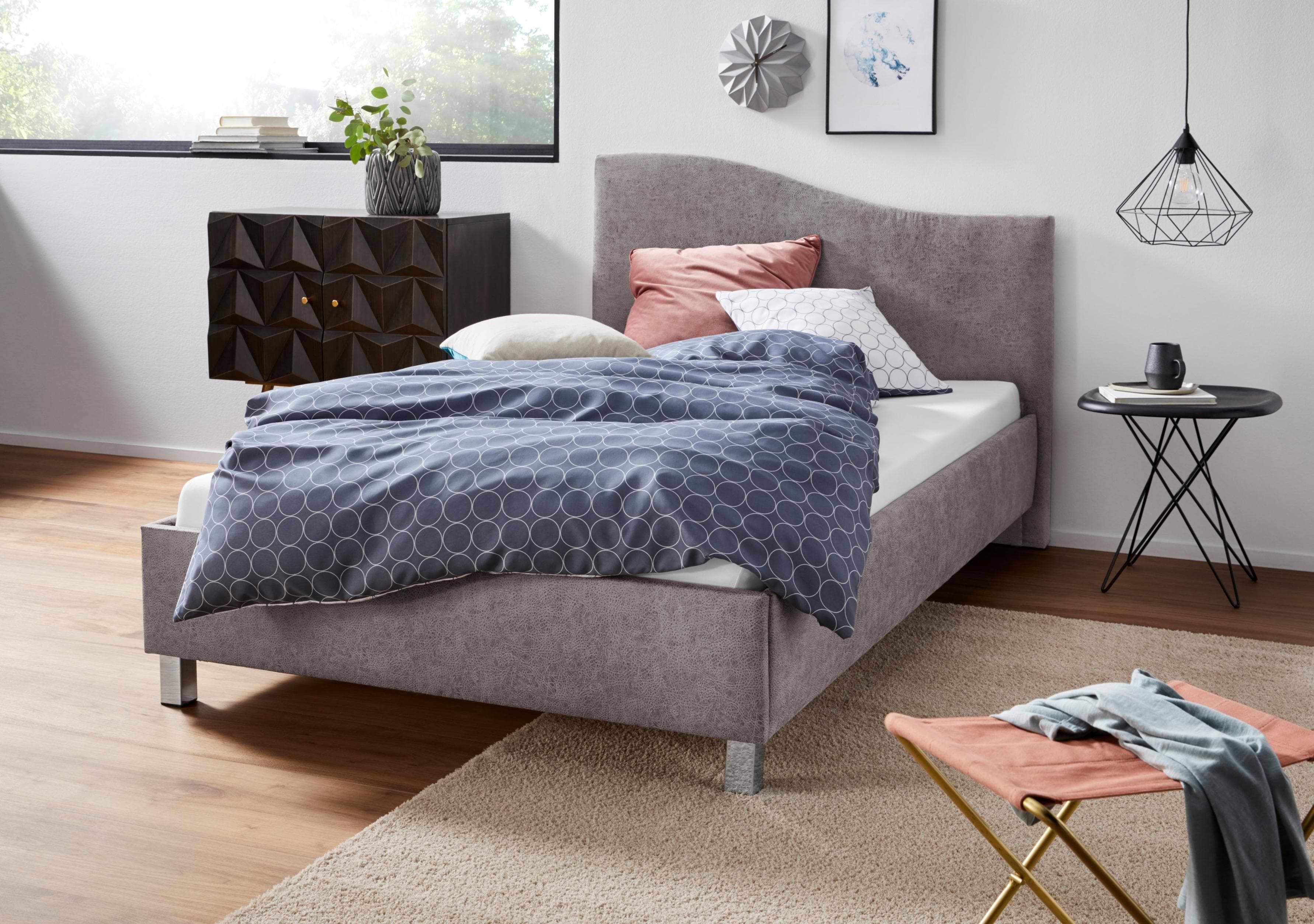 Westfalia Schlafkomfort Polsterbett mit Metallfüßen und Aufbewahrungsboxen
