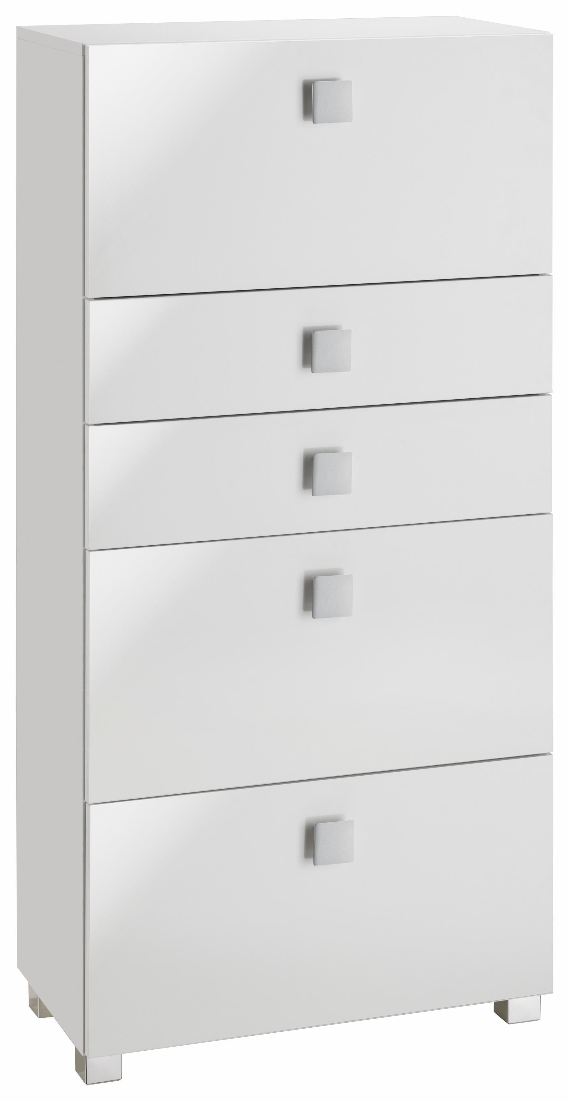 Schildmeyer Midischrank Quadra Weiß Glänzend 5 Schubladen