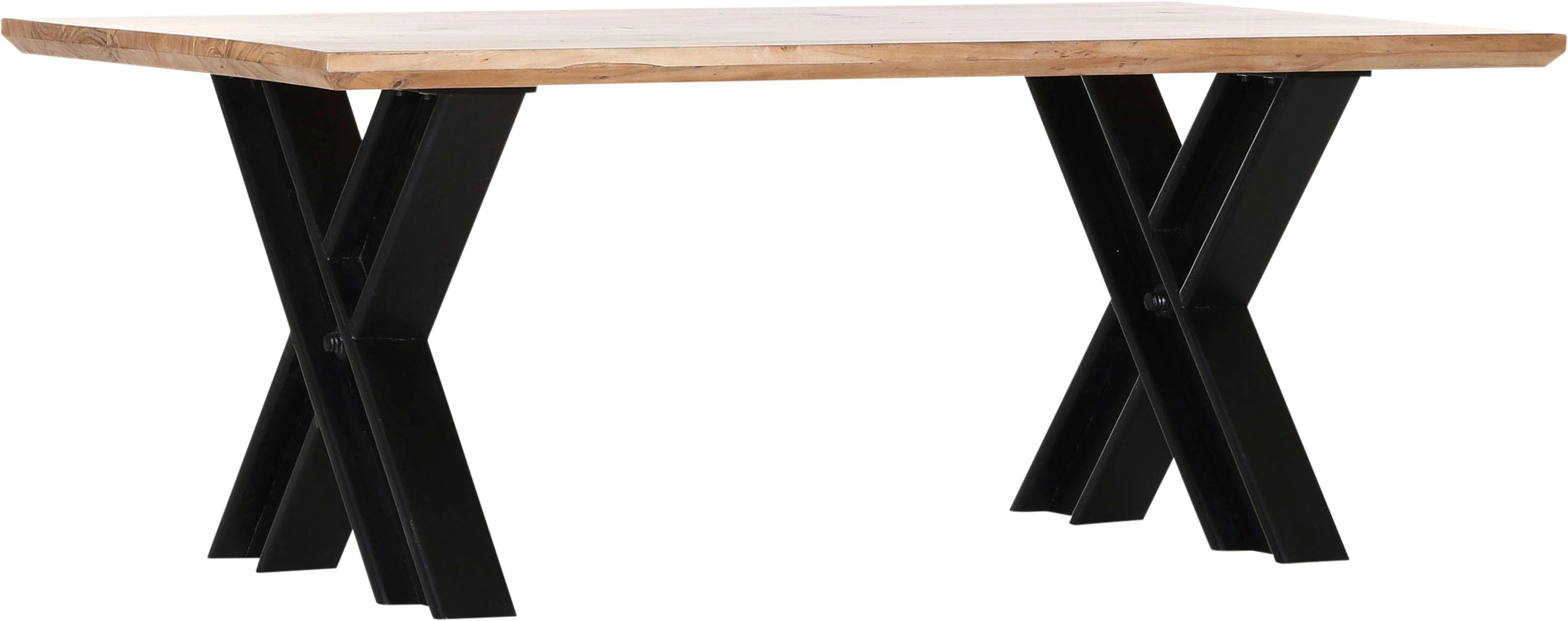 GUTMANN FACTORY Esstisch Building Schwarz Natur Massivholz Akazie