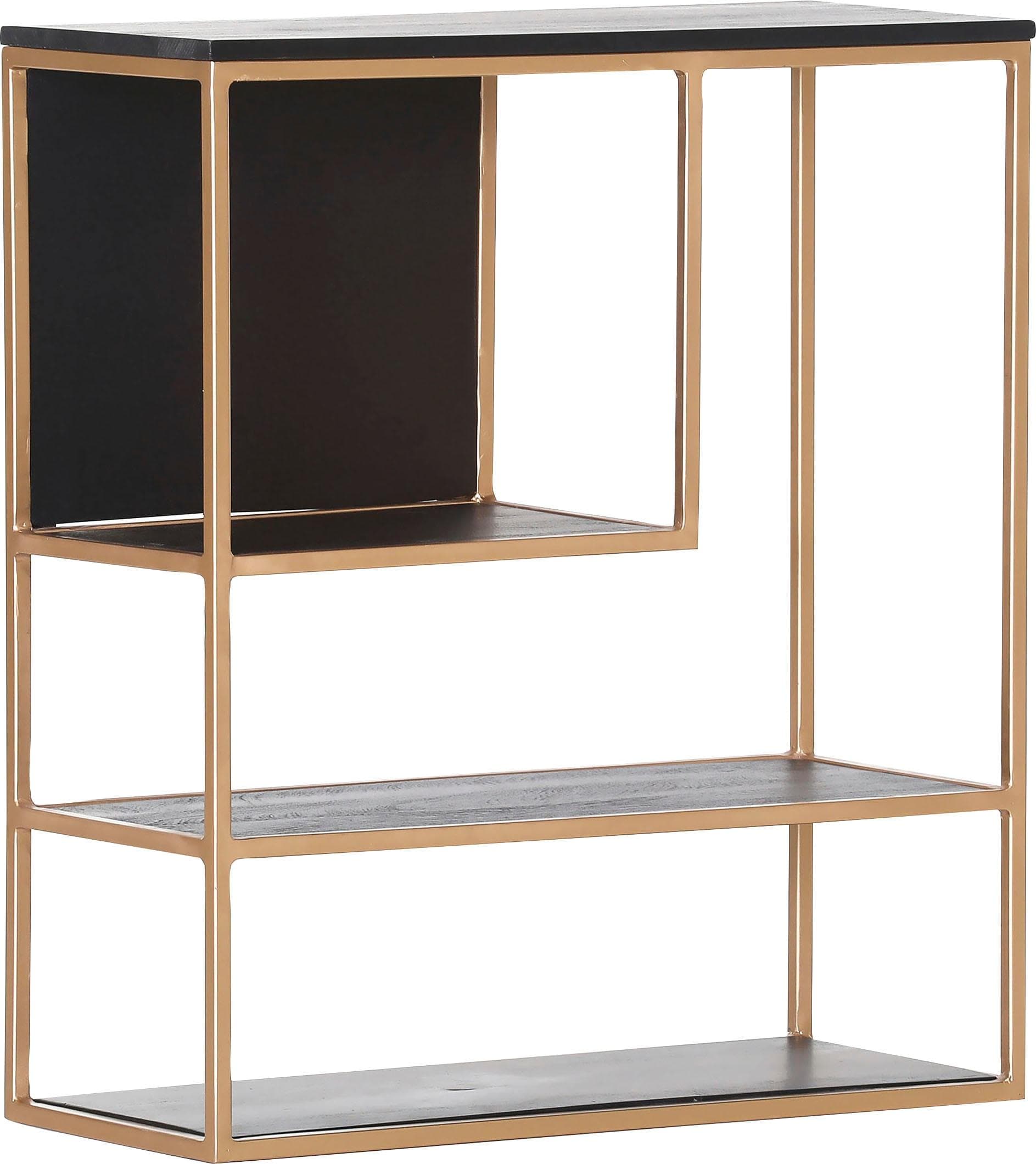 GUTMANN FACTORY Porto Wandregal Gold Schwarz 3 Ablageflächen