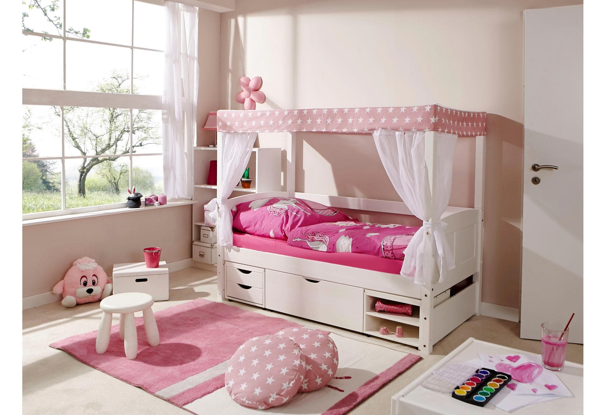 Ticaa Himmelbett Lino: Atmungsaktives Kiefernholz-Bettgestell