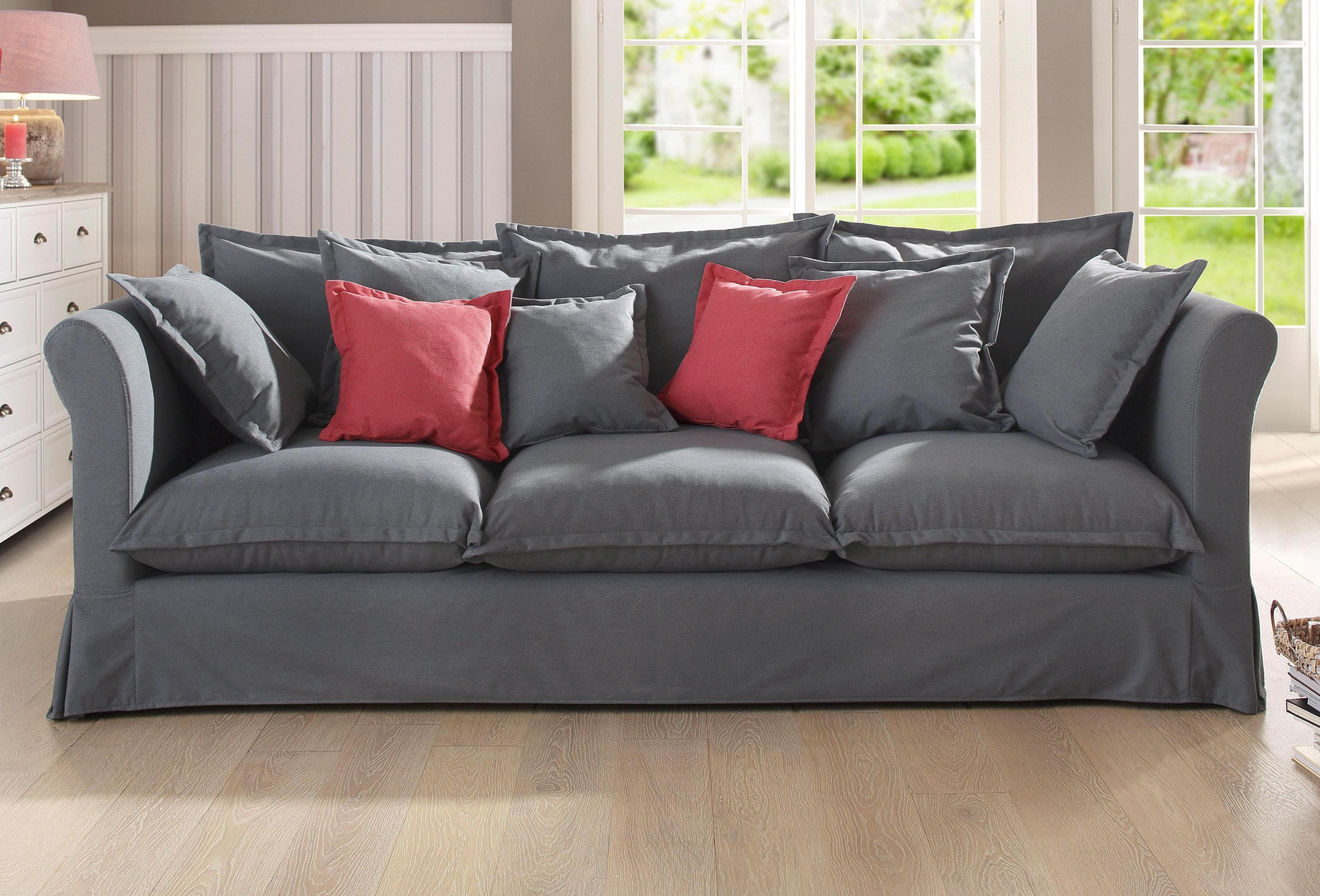 Home Affaire Sofa Luise 3-Sitzer Grau Webstoff