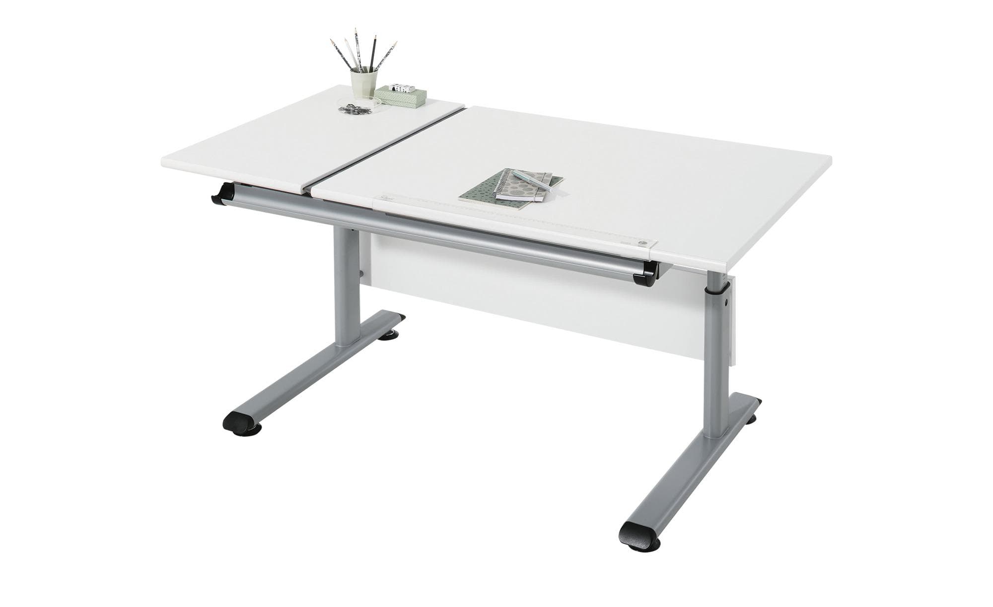 OTTO Schreibtisch Marco Weiß Manuell Höhenverstellbar Neigbar mit Ablagemulde